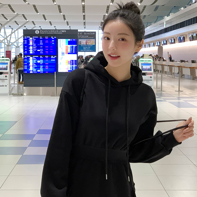 《韓國正品》韓國製冬裝加絨綁帶連身棉衣裙
