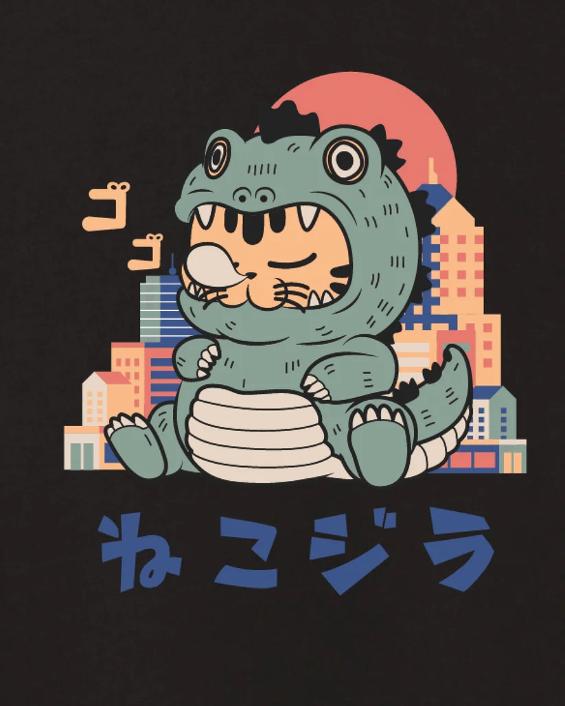front print catzilla oversized t shirt