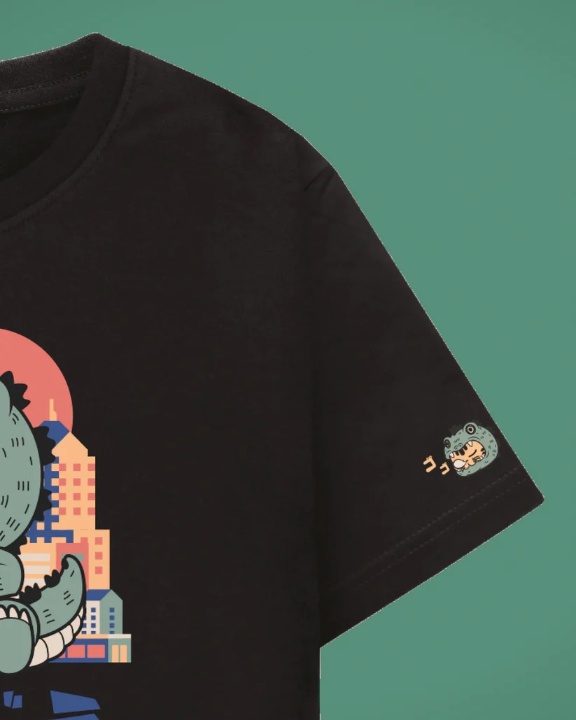 shoulder print catzilla oversized t shirt