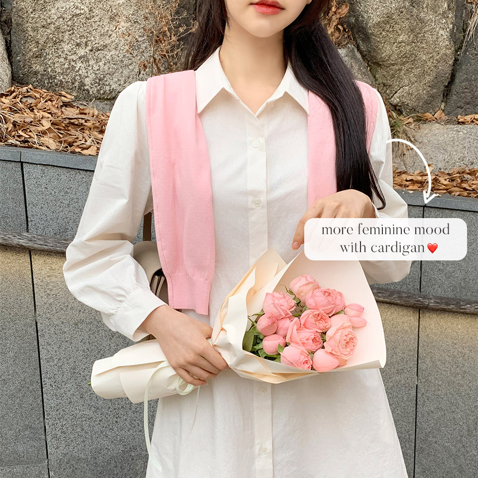 《韓國正品》春季野餐造型 ♥ 韓國製純棉壓褶A字長襯衫連身裙